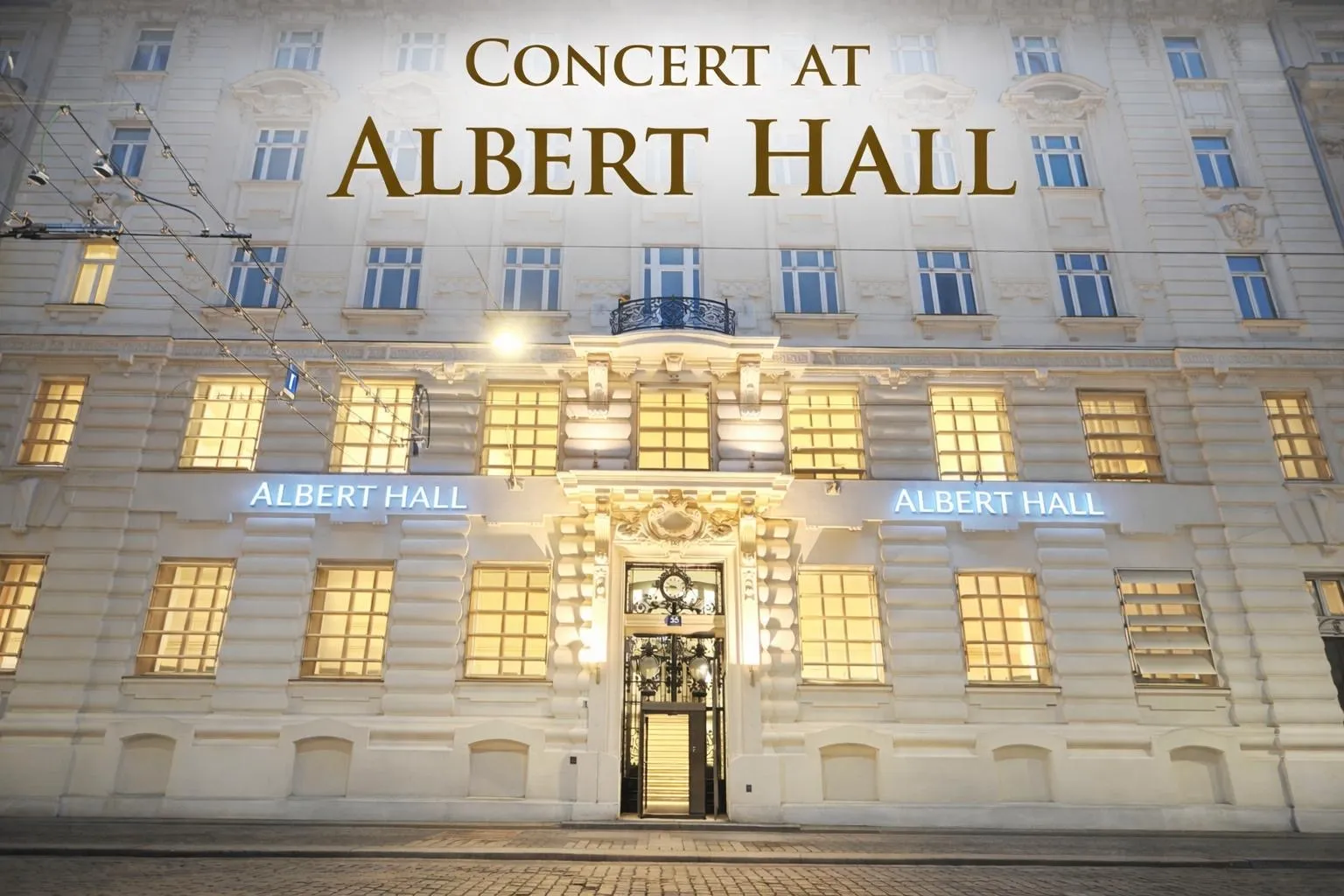 The Albert Hall from outside at night