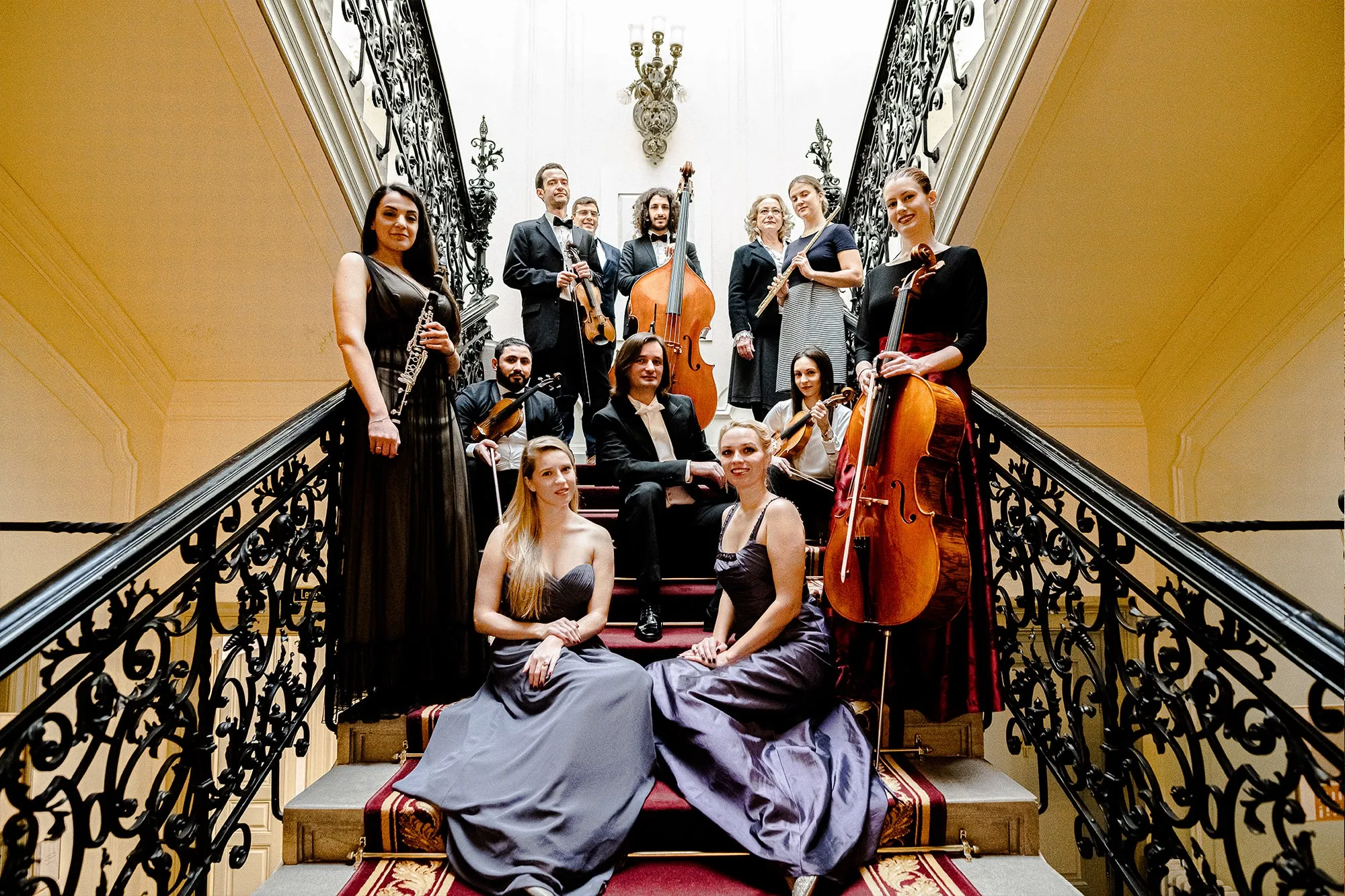 The Wiener Kaiser Orchester on a historic staircase